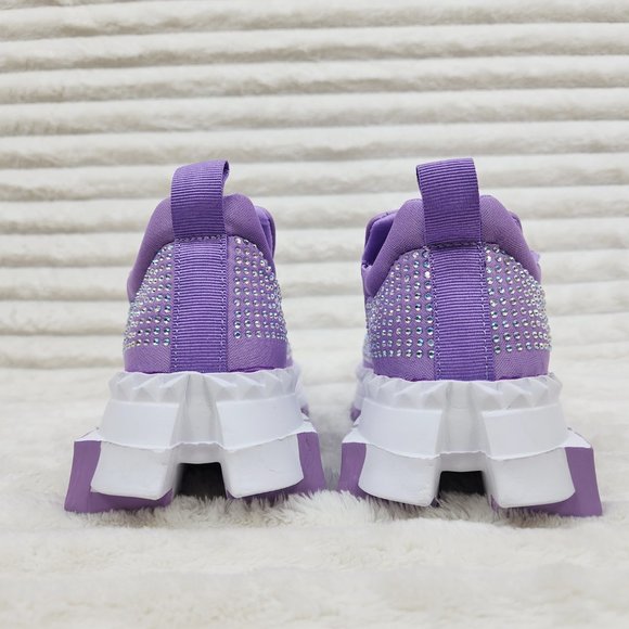 Presto Light Weight Slip on Purple Rhinestone Sneakers - Running Shoes J - Picture 7 of 14